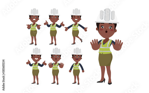 Set of engineer with different poses