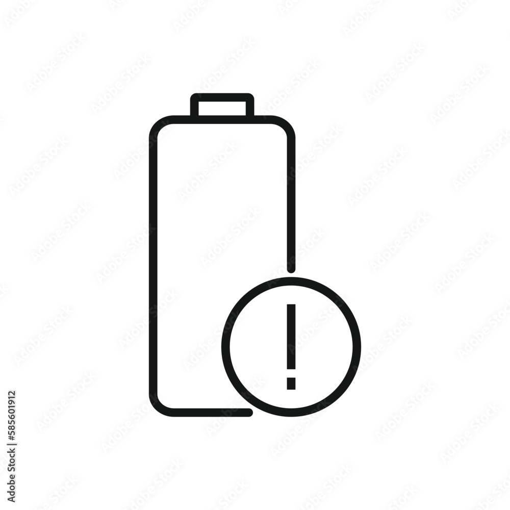Editable Icon of Empty Caution Battery, Vector illustration isolated on white background. using for Presentation, website or mobile app Editable Icon of Empty Caution Battery, Vector illustration isolated on white background. using for Presentation, website or mobile app
