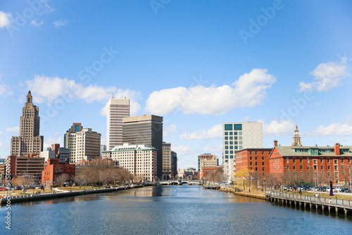 A view of Providence  Rhode Island showcasing a modern cityscape with towering skyscrapers  bustling streets and a thriving urban environment. A perfect representation of the modern metropolis.