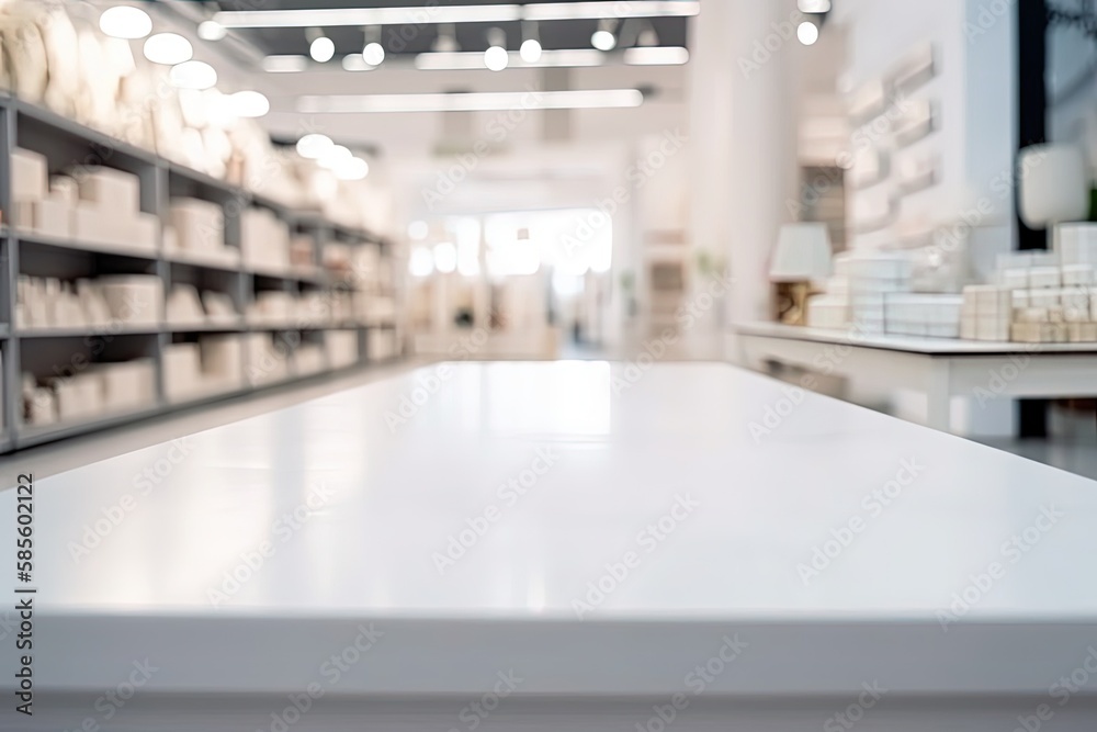 white store display table with shelves. Generative AI