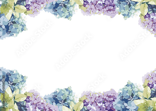 水彩風紫陽花のフレーム・背景イラスト003