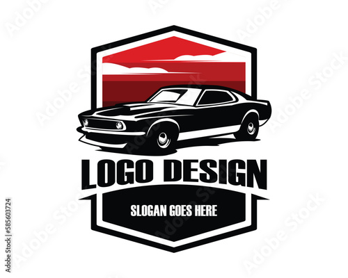 1970 ford mustang car silhouette vector illustration. isolated on white background. Best for logo, badge, emblem, icon, sticker design, car industry. available in eps 10.