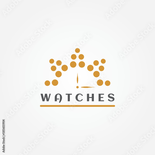 Watch symbol logo collection for company business. Creative modern design time clock symbol device watches. Circle watched symbol hour, minute logo illustration