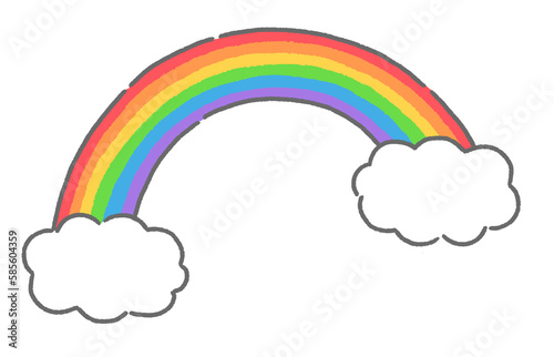 虹と雲のイラスト 手描き