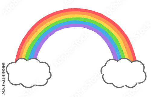 虹と雲のイラスト 手描き