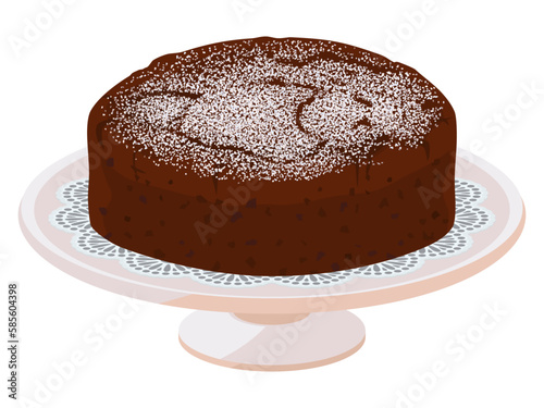 ケーキスタンドに乗せたガトーショコラ
