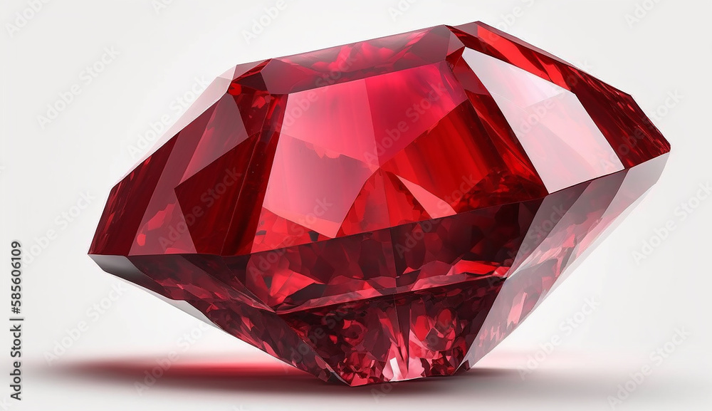 Ruby isolated on white background, 3d Generative AI Ruby isolated on white background, 3d Generative AI
