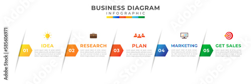 5 Steps Modern Timeline diagram with arrow and icon, presentation vector infographic timeline. infographic template for business. 