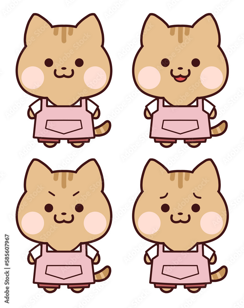 エプロンをしたトラ猫 エプロンをしたトラ猫
