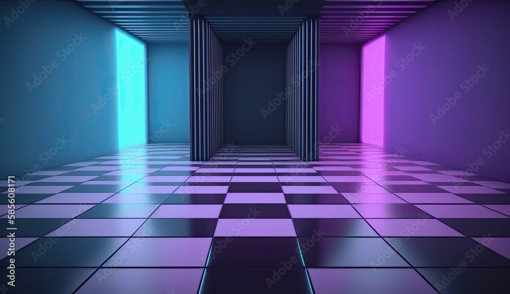 cool abstract violet blue neon background 2. dark empty room with ...