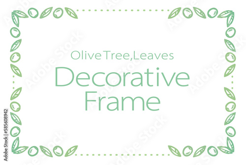 オリーブの実と葉を使ったデザインフレーム。水彩風、ベクター素材。