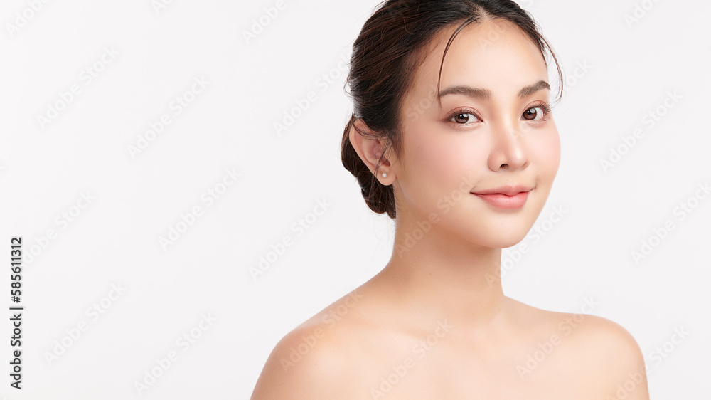 Beautiful young asian woman with clean fresh skin on white background, Face care, Facial treatment, Cosmetology, beauty and spa, Asian women portrait. Beautiful young asian woman with clean fresh skin on white background, Face care, Facial treatment, Cosmetology, beauty and spa, Asian women portrait.