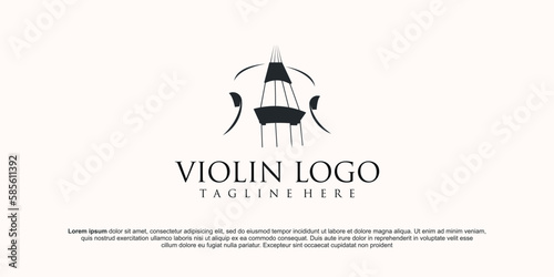 Violin orchestra fiddle music silhouette logo design vector icon