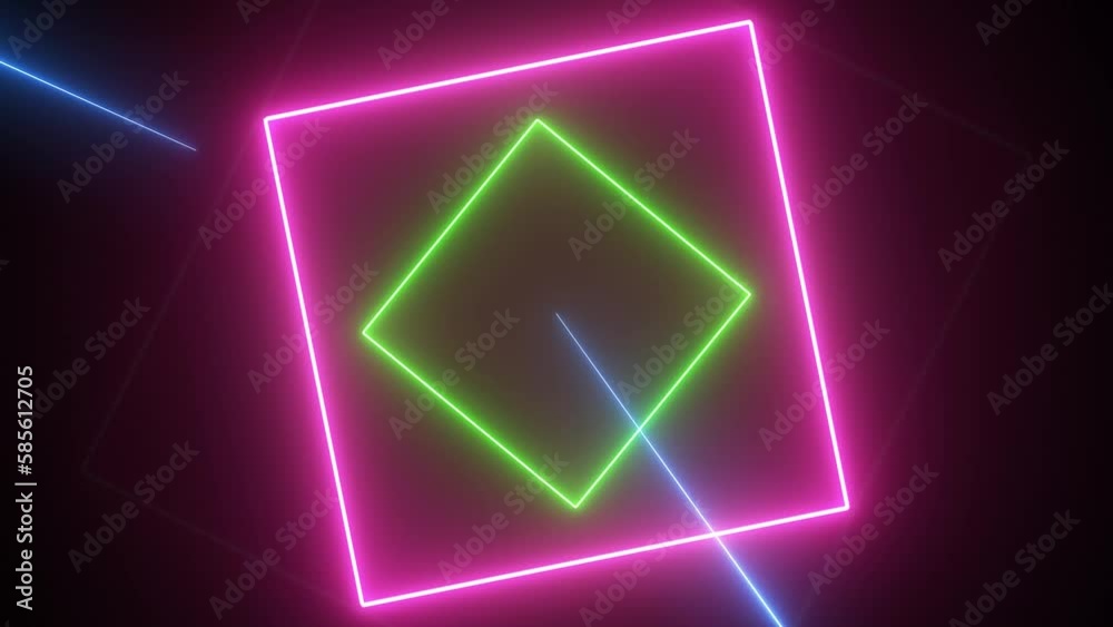 Expanding neon squares with blue sabers Expanding neon squares with blue sabers