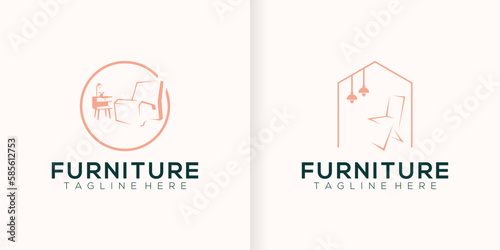 Interior room, furniture gallery logo design