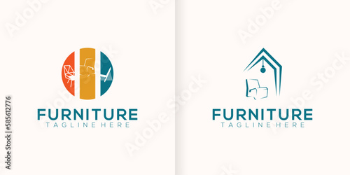 furniture sofa minimalist flat logo template vector illustration design