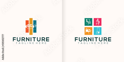 Furniture logo design collection with creative concept