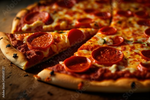 pizza with salami, isolated pizza close-up