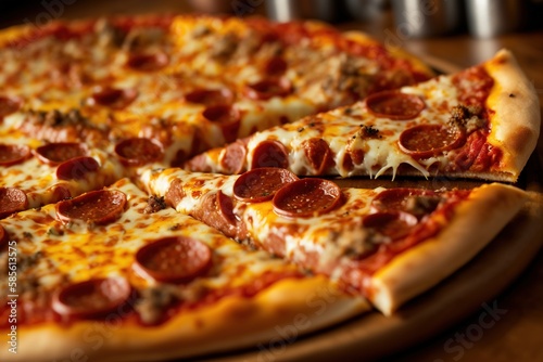pizza on a board, isolated pizza close-up