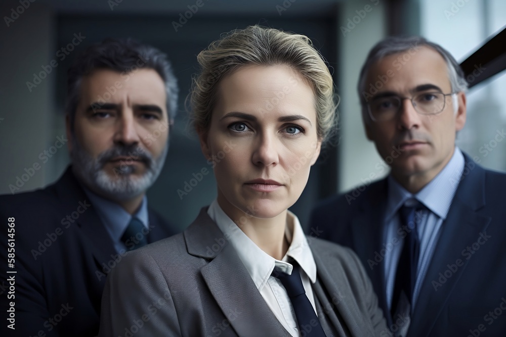 Portrait of business people standing in the office, created with Generative AI Portrait of business people standing in the office, created with Generative AI