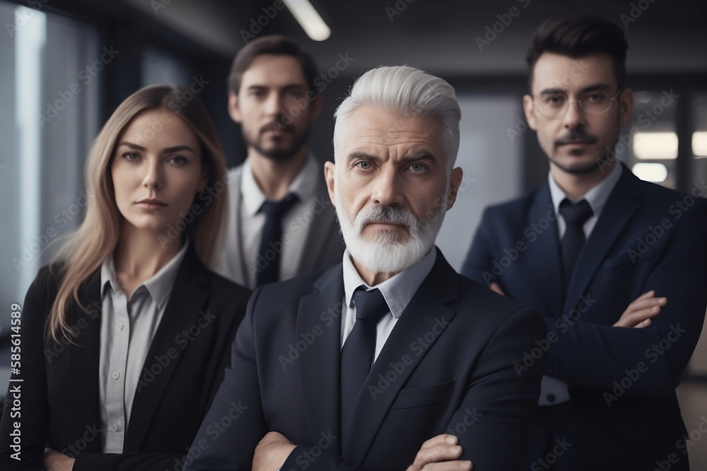 Portrait of business people standing in the office, created with Generative AI Portrait of business people standing in the office, created with Generative AI