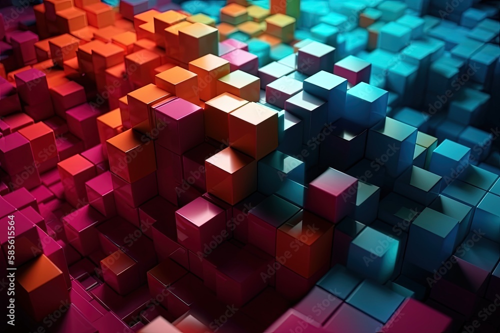 vibrant and dynamic abstract background composed of colorful cubes. Generative AI vibrant and dynamic abstract background composed of colorful cubes. Generative AI