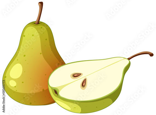 Ripe pear and half of pear
