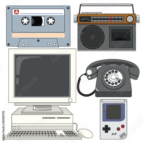 Set of retro object