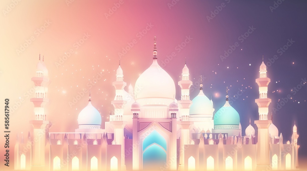 Obraz premium Mosque Pastel Background - Generative AI