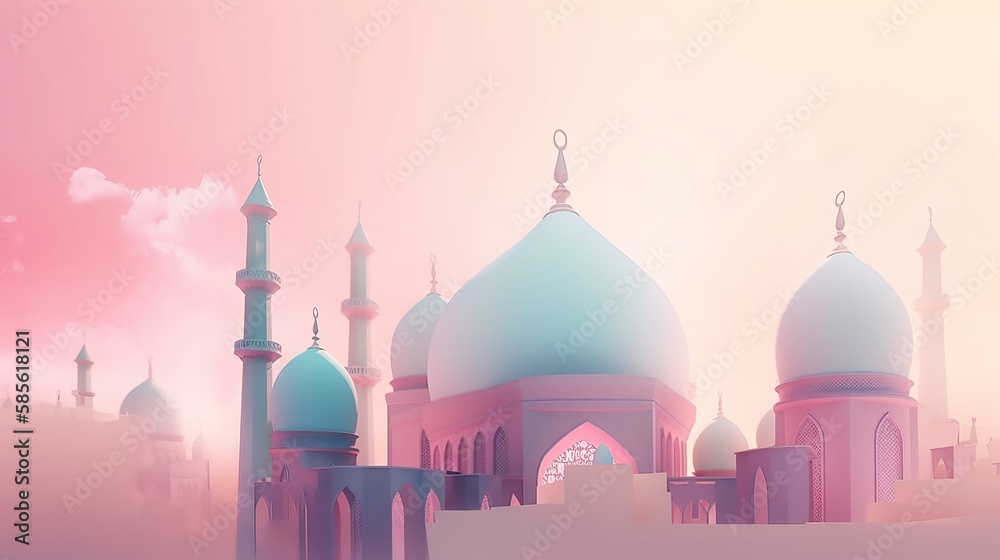 Fototapeta premium Mosque Pastel Background - Generative AI