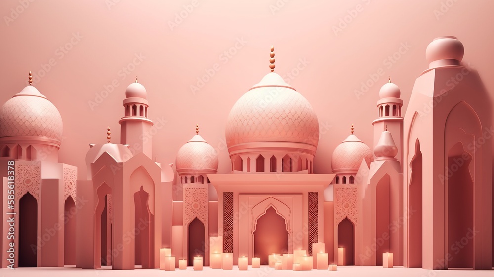 Fototapeta premium Mosque Pastel Background - Generative AI