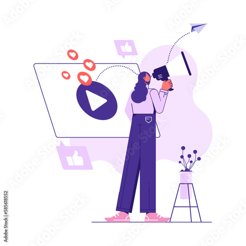 Viral video marketing concept. Making money from video with social network communication