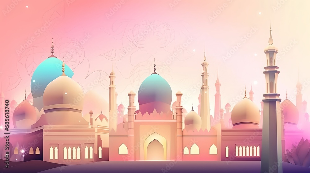 Mosque Pastel Background - Generative AI