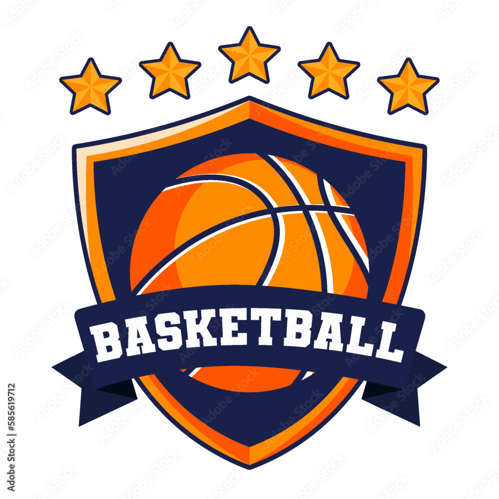 basketball championship logo design shield badge sport team club game style template