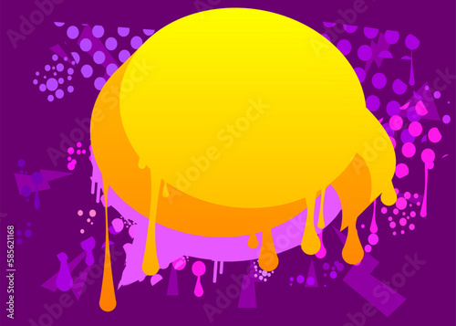 Purple and Yellow Graffiti Speech Bubble Background. Abstract modern street art banner decoration performed in urban painting style.