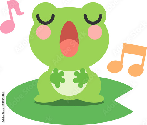歌を歌うかわいいカエル
