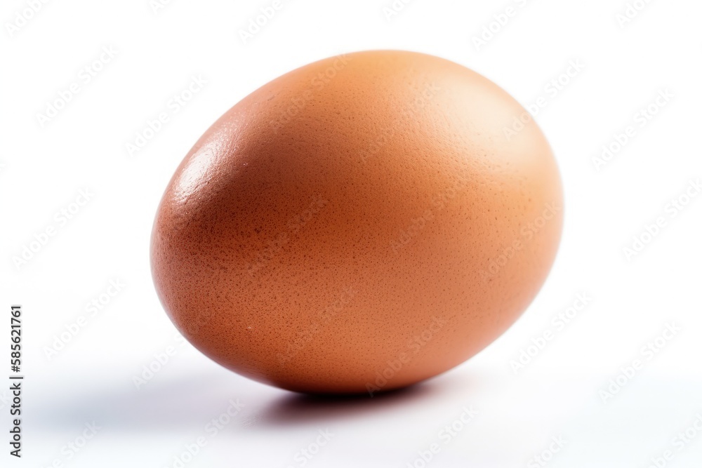 single brown egg placed on a clean white table. Generative AI single brown egg placed on a clean white table. Generative AI