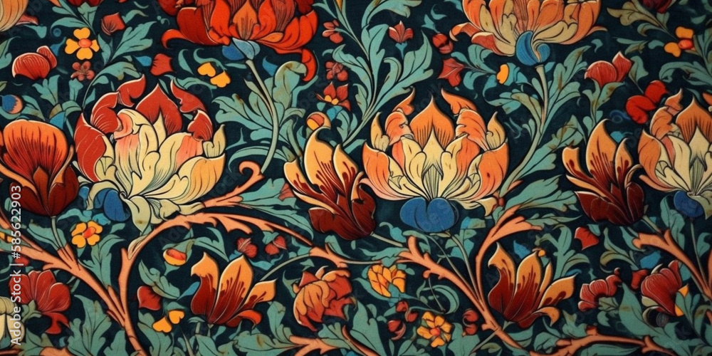 Turkish ebru art tulip pattern Generative AI Turkish ebru art tulip pattern Generative AI