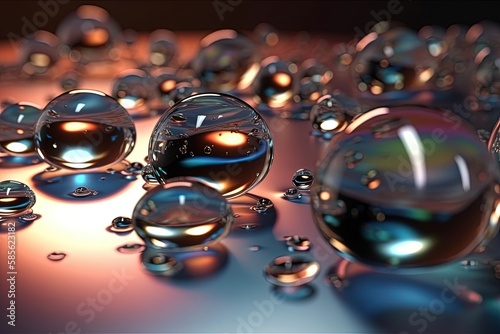 water droplets on a reflective surface. Generative AI
