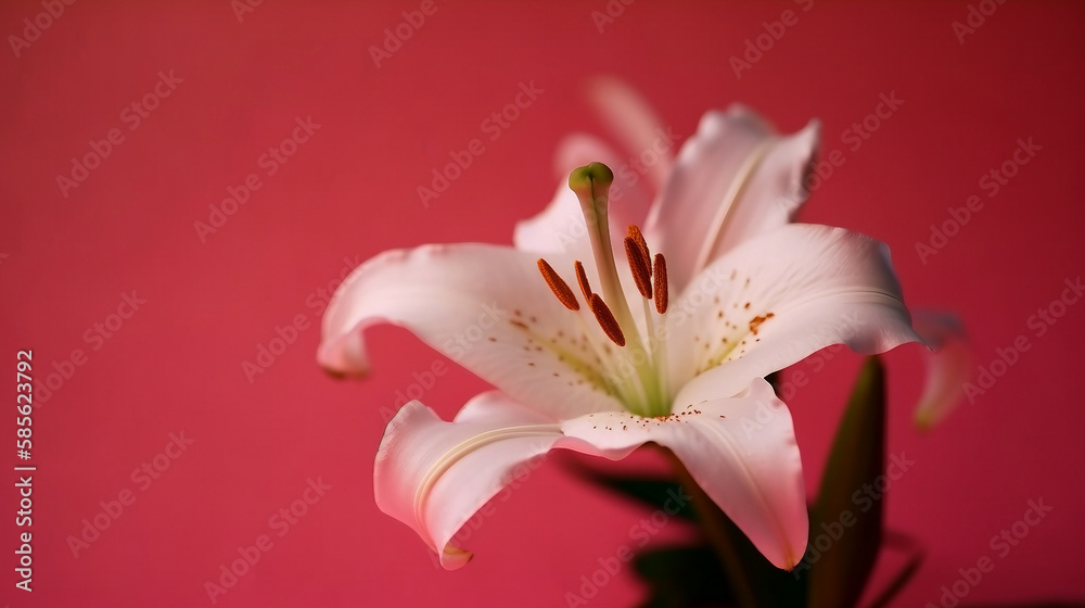lily flower in solid color background