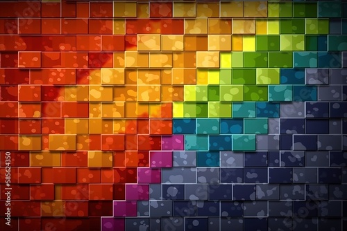 colorful brick wall with dotted pattern. Generative AI