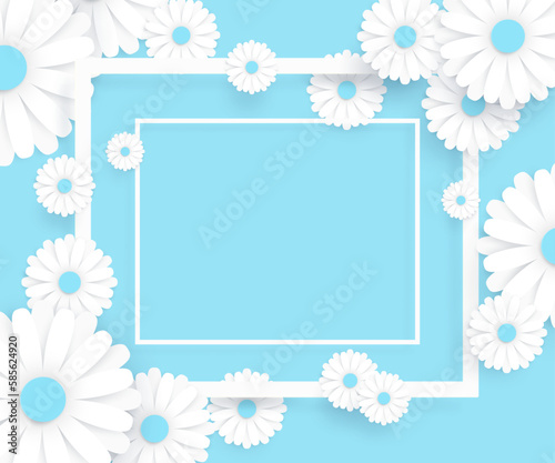 flower paper cut in vector art design with realistic shadows in pastel color tone . Frame flower; papor space for add the text label used for a magazine, web, signboard in shopping mall and the other.