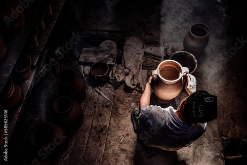 Handmade pottery is a precious cultural feature in the Folk Houses on Hathpace in Kashgar photo