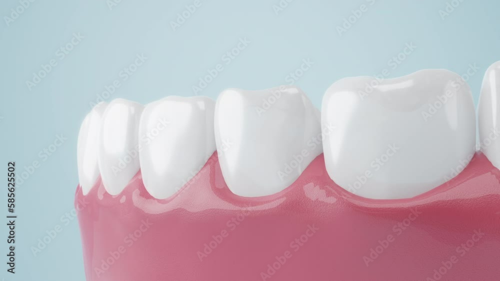 Bubble of toothpaste or fluoride molecule coating gums and teeth to protect oral hygiene. Toothpaste, fresh or bad breath protection concept. 3D rendering.