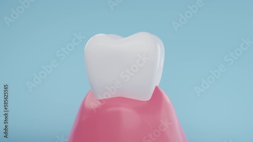 Bubble of toothpaste cleaning dirty gums and teeth to white and healthy. whitening product and Plaque removal concept. 3D rendering. photo