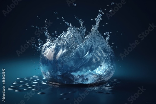 blue liquid bursting out of a glass. Generative AI