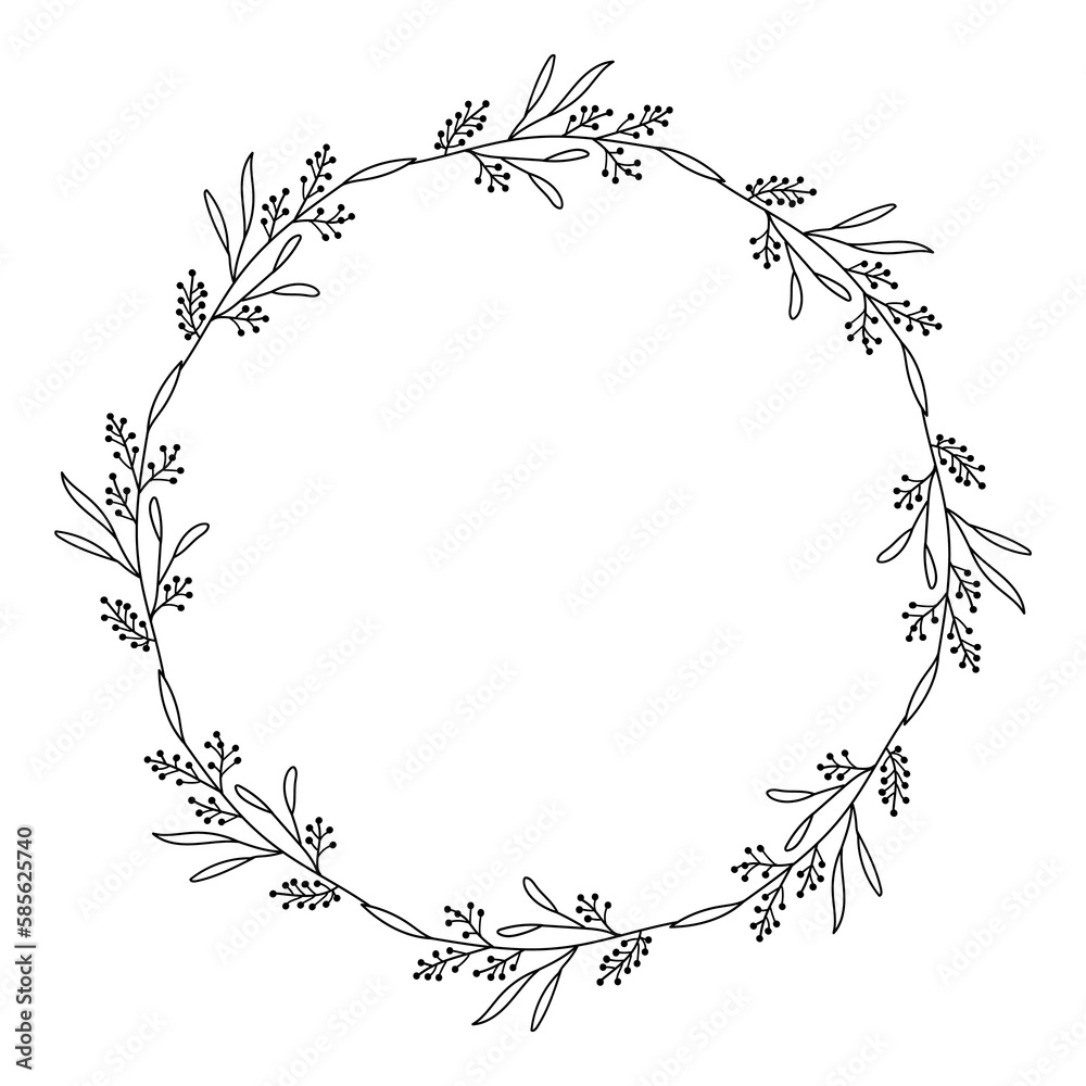 Hand drawn floral wreath illustration