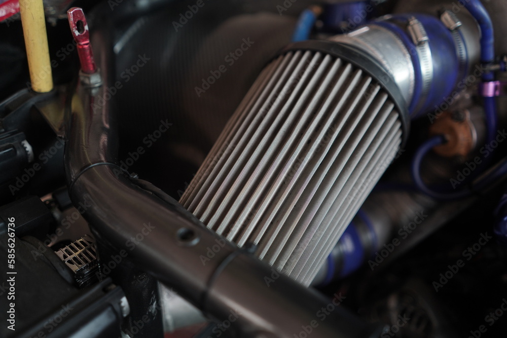 Race car's engine details and design