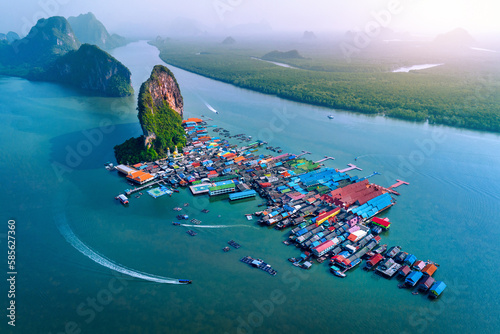 Aerial view of Panyee island in Phang Nga, Thailand. photo