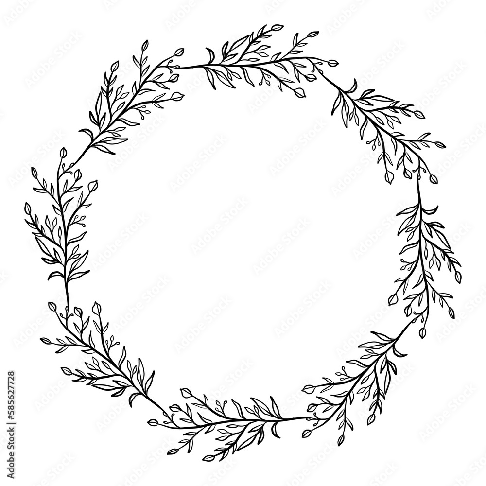 Obraz premium Hand drawn floral wreath illustration